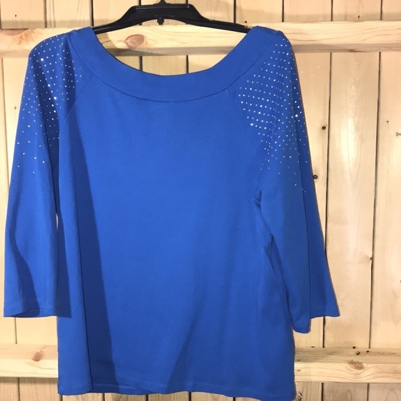 Rafaella Blue Embellished Blouse XLP - Picture 5 of 5